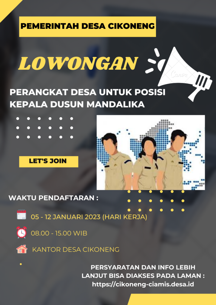 DIBUKA LOWONGAN PERANGKAT DESA UNTUK POSISI KEPALA DUSUN MANDALIKA