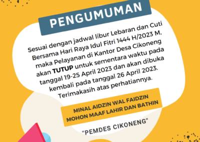 PENGUMUMAN LIBUR LEBARAN DAN CUTI BERSAMA